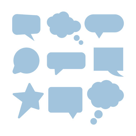 Vector set of empty blue speech bubbles isolated on white background.のイラスト素材