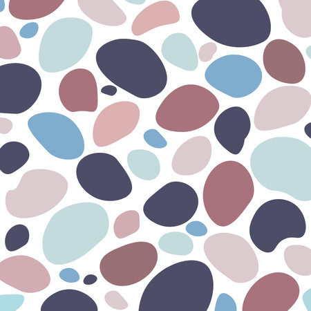 Seamless background of random geometric elements of sea stones. Design for wallpaper, wrapping paper, fabric.のイラスト素材