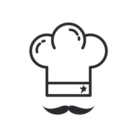 Chef hat, culinary, restaurant symbol design, outline pictogram on white background.のイラスト素材