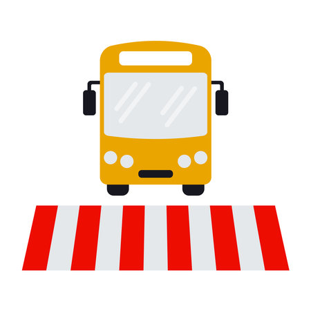 Pedestrian crossing and silhouette of city transport. Vector illustration.のイラスト素材