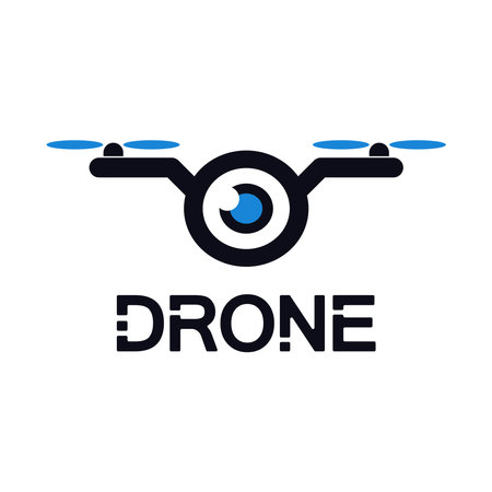 Drone silhouette design, unmanned quadcopter with working camera. Vector illustration.のイラスト素材