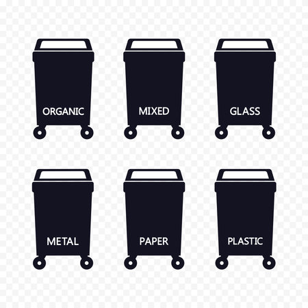 Vector symbol of waste separator basket, flat container collection.のイラスト素材