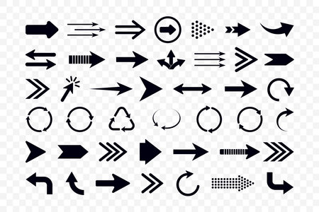 Vector illustration of arrow symbol collection. Direction concept, cursor.のイラスト素材