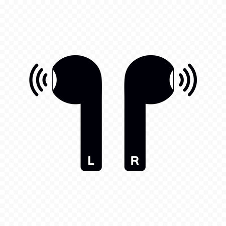 Wireless headphones. Sound technology device sign. Vector illustration.のイラスト素材