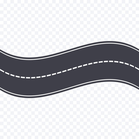Winding road. Highway horizontal layout. Transport, traffic, driving concept. Vector illustration.のイラスト素材