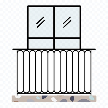 Balconies. Vector symbol of apartment terrace. Architecture, construction concept.のイラスト素材