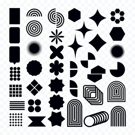 Brutal modern geometric shapes and figures, and primitive design elements.のイラスト素材