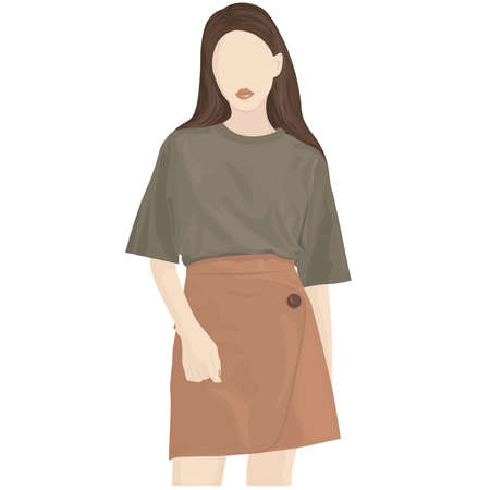 portrait of a girl in a coatのイラスト素材