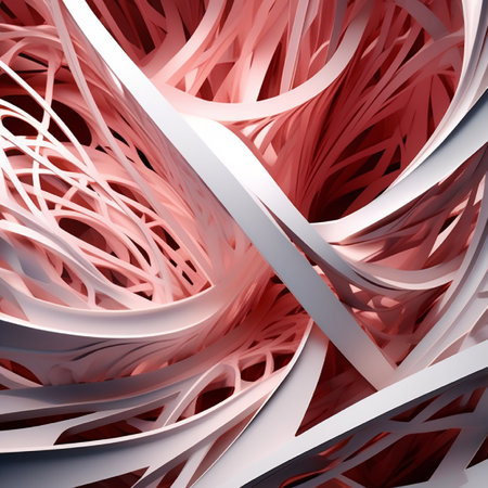 Abstract 3d background with intersecting lines in red and white colorsの素材