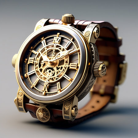 Wristwatch on a gray background. 3d rendering. Computer digital drawing.の素材