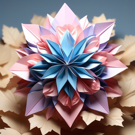 Paper origami flower in the form of a flower. 3d renderingの素材