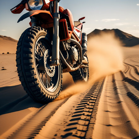 Motocross rider in the desert. Extreme motocross concept.の素材