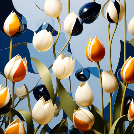 Seamless background with tulips. Vector illustration. EPS 10の素材