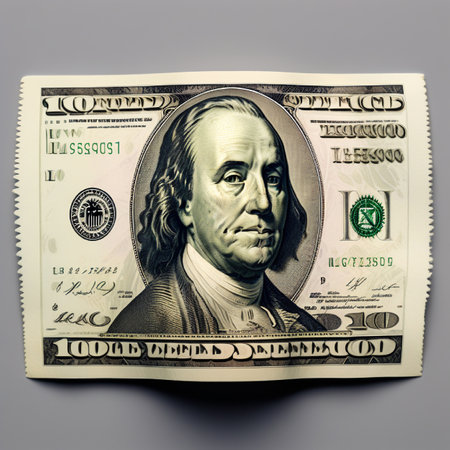 One hundred dollar bill on a gray background. Vintage style tonedの素材