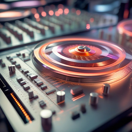 Close-up of a dj mixer. 3d rendering toned imageの素材