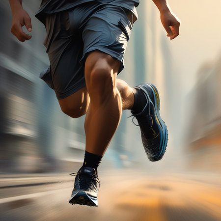 Runner athlete running at city street. woman fitness jogging workout wellness concept.の素材