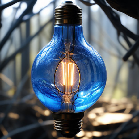 Vintage incandescent Edison light bulb on the background of natureの素材