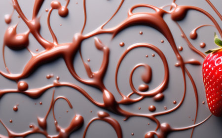 Strawberry in chocolate, close-up, 3d renderingの素材