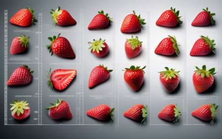 Strawberries on a grey background. 3d rendering, 3d illustration.の素材
