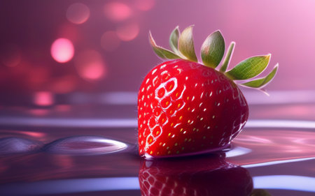 Strawberry on the background of water drops. 3d renderingの素材
