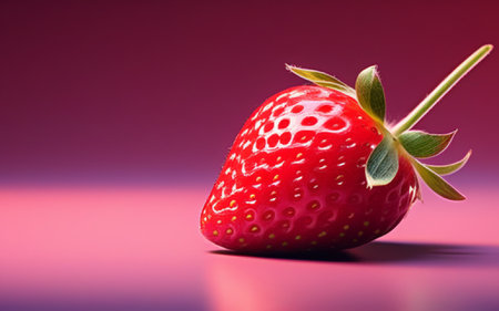 Strawberry on a pink background with space for text or imageの素材
