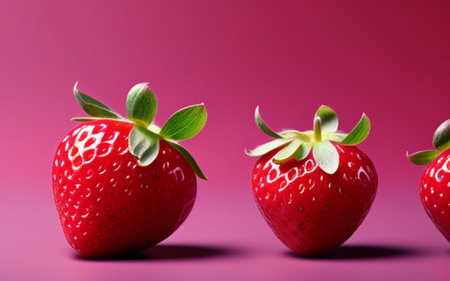 Strawberries on pink background with copy space for your text.の素材