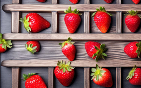 Strawberries on a wooden background. Strawberries on a wooden background.の素材