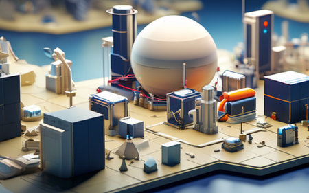 3d illustration of a model of an industrial city. 3d renderingの素材