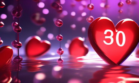 Valentine's day background with red hearts. 3d renderの素材