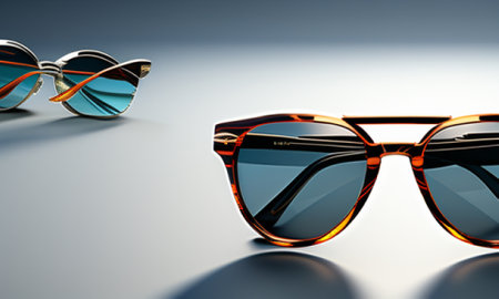 Sunglasses on a white background. 3D illustration. 3D rendering.の素材