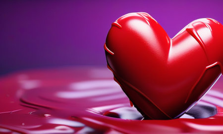 Red heart on a purple background. Valentine's Day. Love.の素材