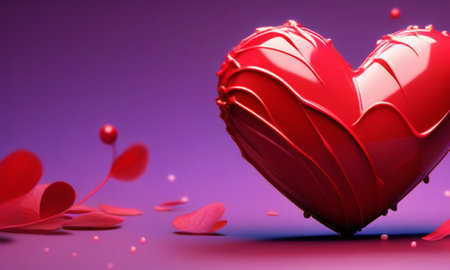 Valentine's day background with red heart. 3d renderingの素材