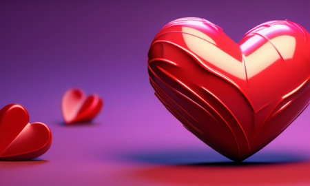Valentine's day background with red hearts. 3d renderingの素材