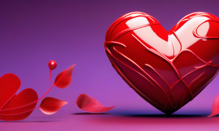 Valentine's day background with red heart. 3d renderingの素材