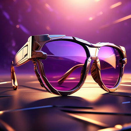 Sunglasses on the background of the night city. 3d renderingの素材