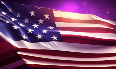 American Flag Background with Stars and Stripes. 3D Render.の素材
