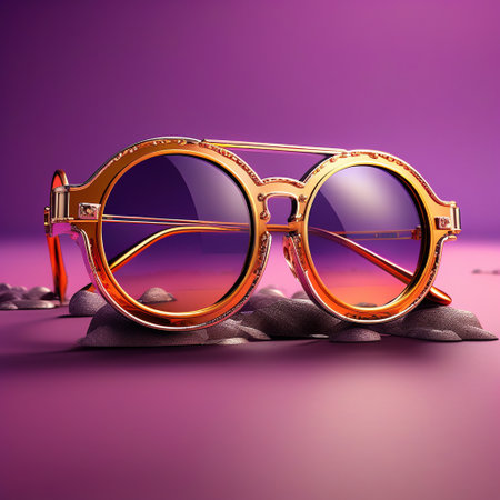 Glasses on the beach. 3D illustration. Vintage style.の素材