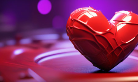 Valentines day background with red heart. 3D rendering.の素材