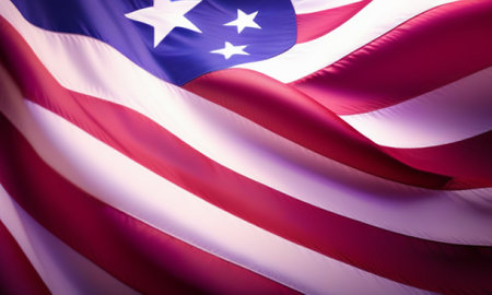 American Flag Background, United States of America Flag Waving in the Windの素材