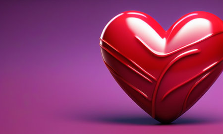 Red heart on a purple background. 3D rendering. Valentine's Day.の素材