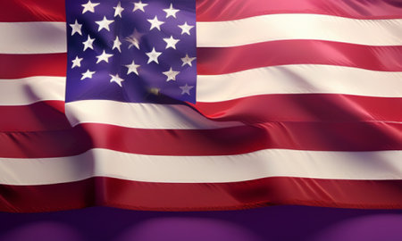 United States of America flag waving in the wind. 3d renderingの素材