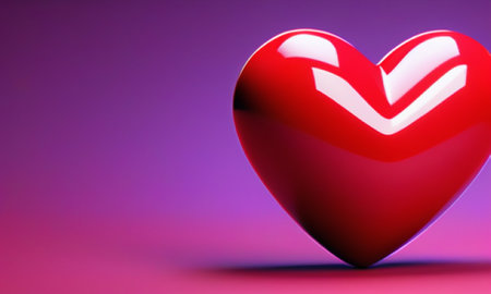 Red heart on a purple background. 3d render. Love concept.の素材