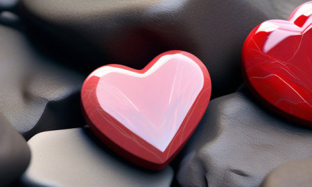 Red heart on a black background. Valentine's Day. Love.の素材