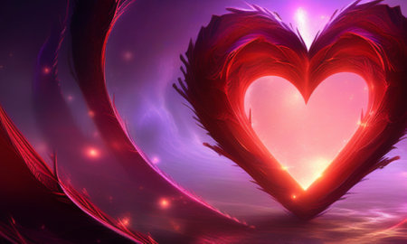Valentine's day background with heart-shaped fractal.の素材