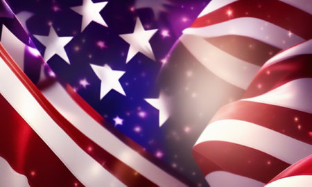 American Flag Background with Stars and Stripes. 3d Renderingの素材