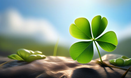 four leaf clover, symbol of St. Patrick's Day, 3d renderの素材