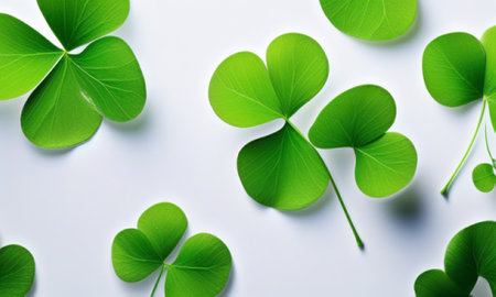 Clover leaves on white background. St.Patrick's Dayの素材