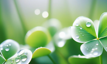 Fresh green grass with dew drops close up. Nature background.の素材