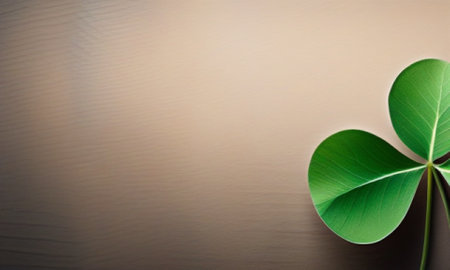 Leaf of clover on a wooden background. St.Patrick's Dayの素材