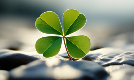 Three-leaf clover on the beach. St. Patrick's Day.の素材
